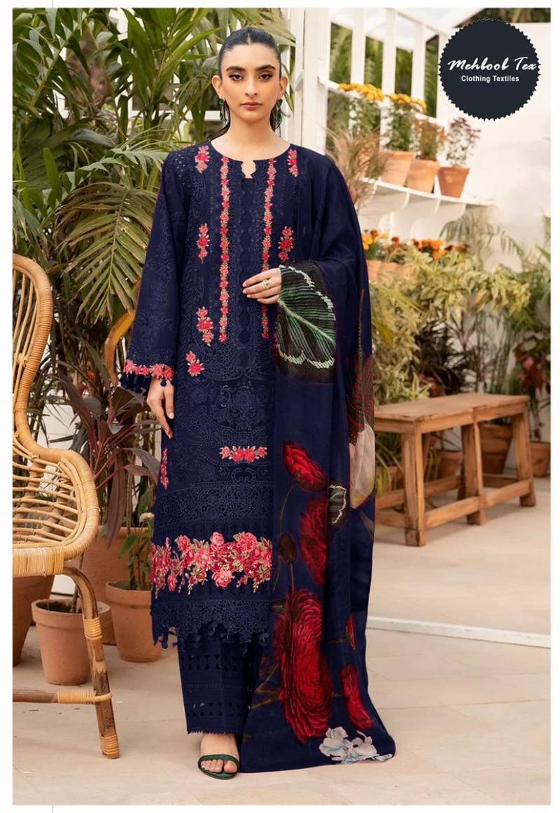 Mehboob Tex 1716 B And C Pakistani Salwar Suits Cotton Dupatta Collection