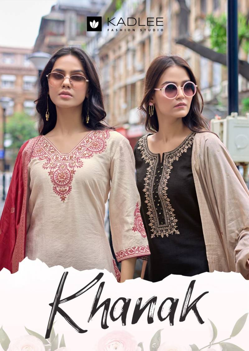 Kadlee Khanak Threadwork Designer Kurti Pant And Dupatta Collection