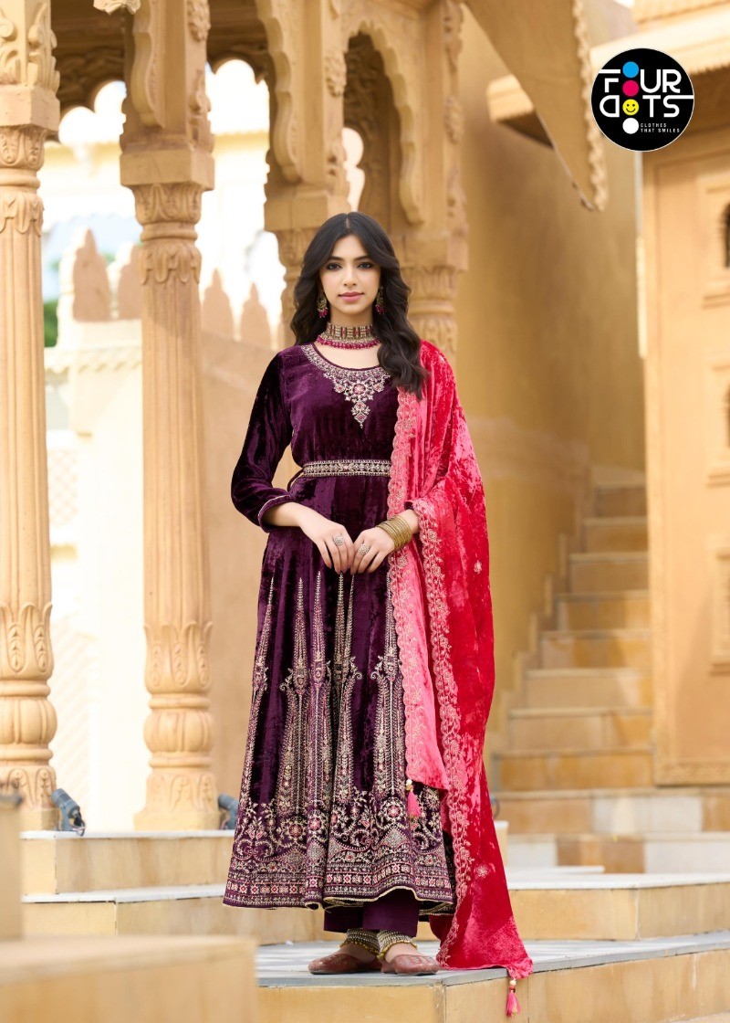 Four Dots Anarkali Viscose Makhmali Designer Salwar Suits Collection