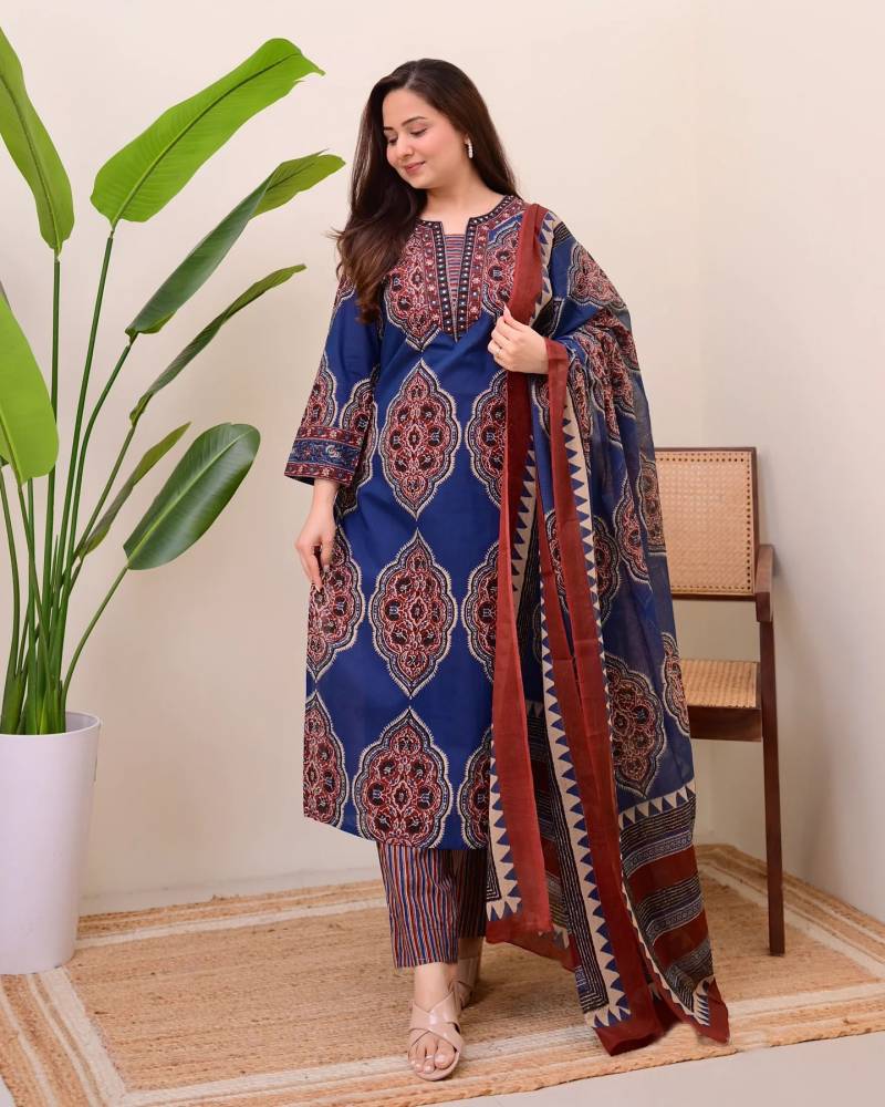 Dhruvi 371 Printed Kurti With Bottom Dupatta Collection