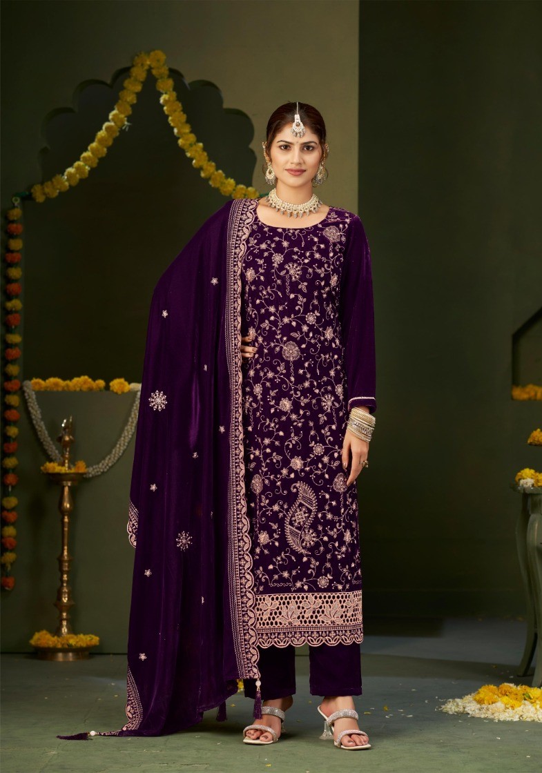 Four Dots Zilpah Exclusive Velvet Designer Salwar Suits Collection