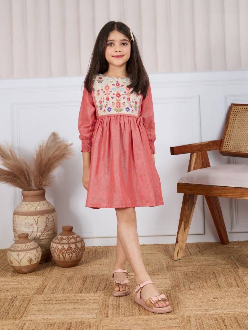 T 5086 A And B Linen Designer Little Girls Tops Collection