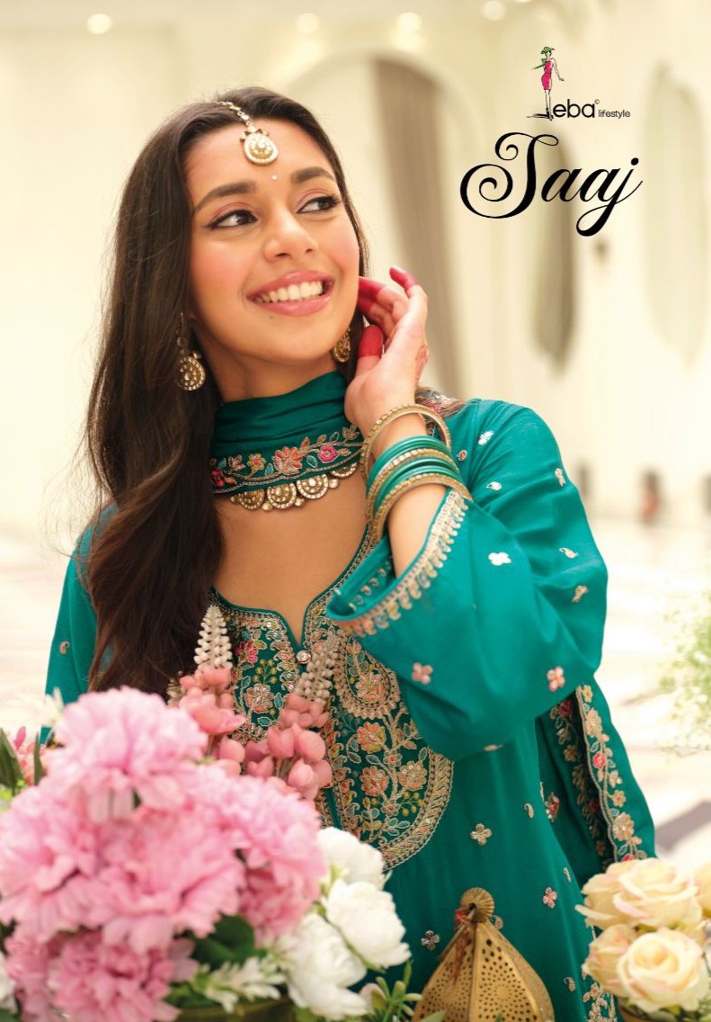 Eba Saaj Heavy Chinon Wedding Designer Salwar Suits Collection