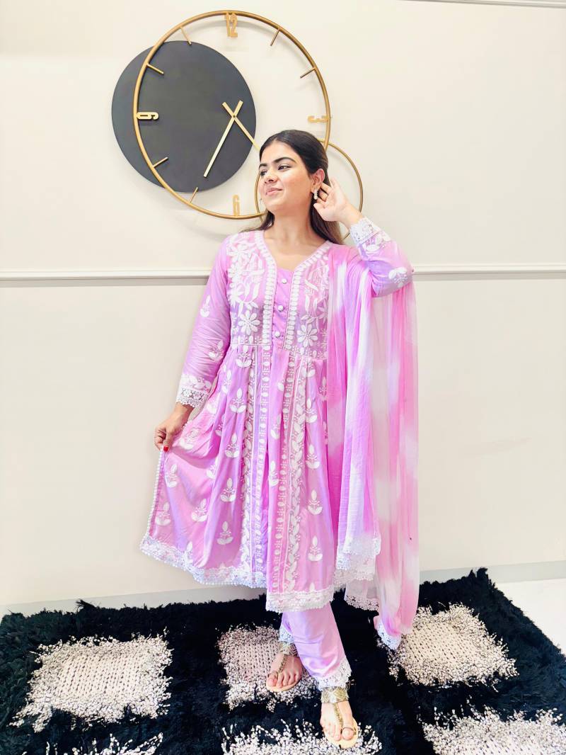 Vt 6048 T Cotton Chikankari Worked Kurti Bottom With Dupatta Collection