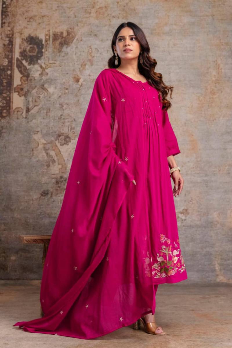 Naisha K 369 Cotton Kurti Pant And Dupatta Collection