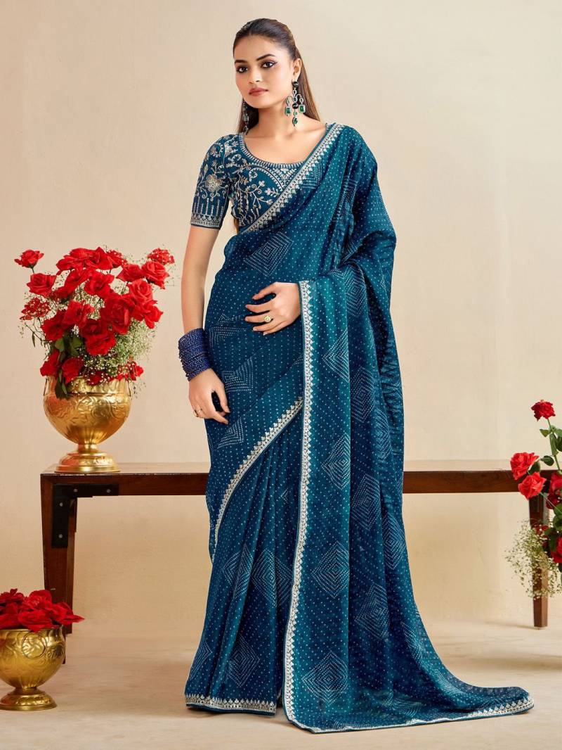 Csn A89 Bandhani Embroidered Designer Saree Collection