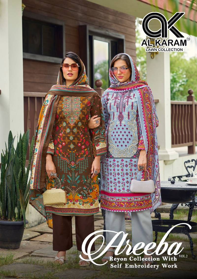 Al Karam Areeba Vol 2 Self Embroidery Work Dress Material Collection