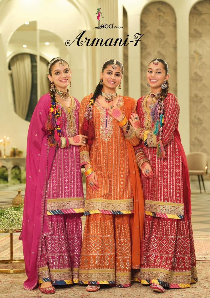 Eba Armani Vol 7 Heavy Chinon Embroiderd Designer Salwar Suits Collection