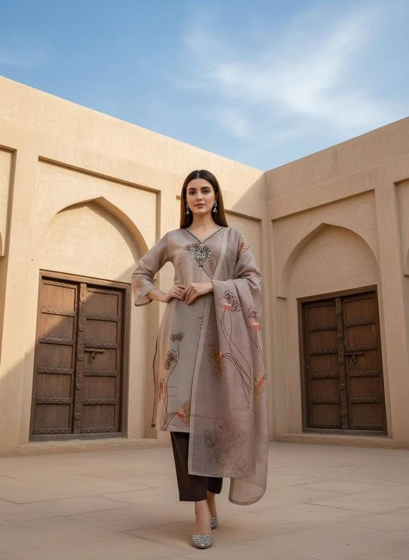 Naisha K 371 Shimmer Casual Wear Kurti Pant And Dupatta Collection