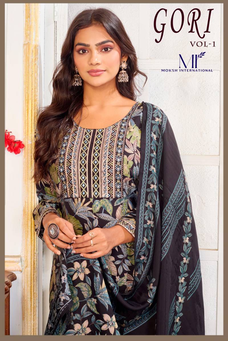 Moksh Gori Vol 1 Premium Embroidery Kurti Pant And Dupatta Collection