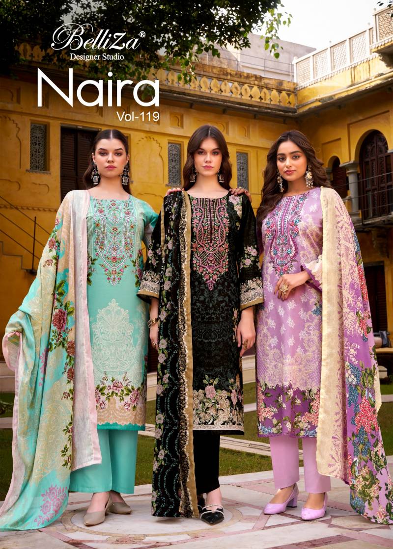 Belliza Naira Vol 119 Pure Cotton Designer Dress Material Collection