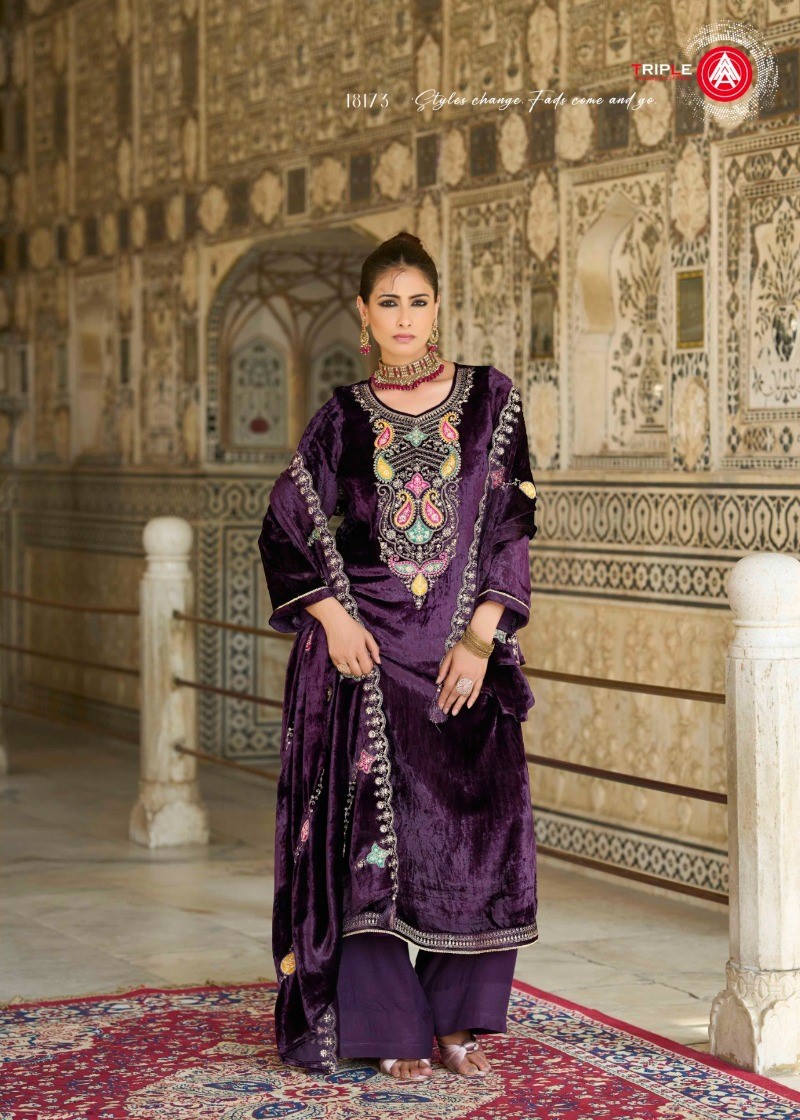 Triple Aaa Vibecast Velvet Designer Dress Material Collection