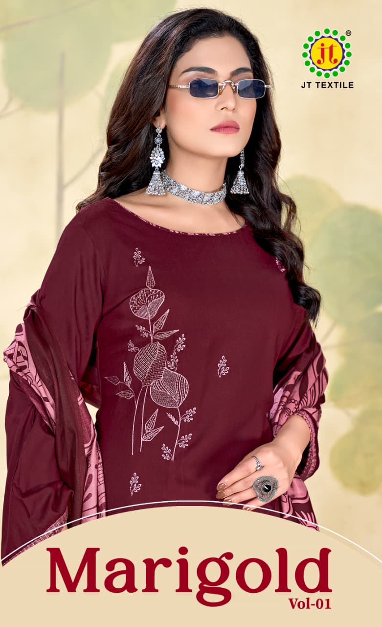 Jt Marigold Vol 1 Embroidery Dress Material Collection