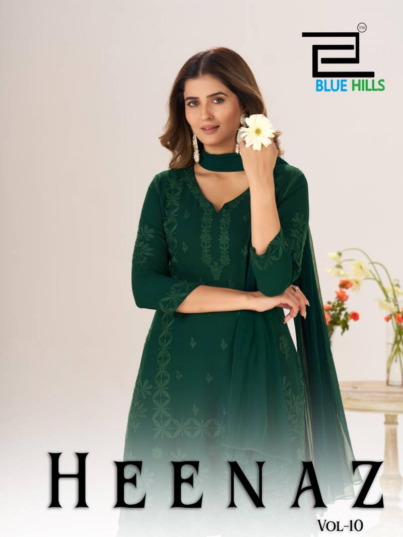 Blue Hills Heenaz Vol 10 Rayon Designer Kurti Pant And Dupatta Collection