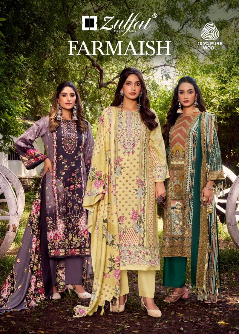 Zulfat Farmaish Woollen Pashmin Dress Material Collection