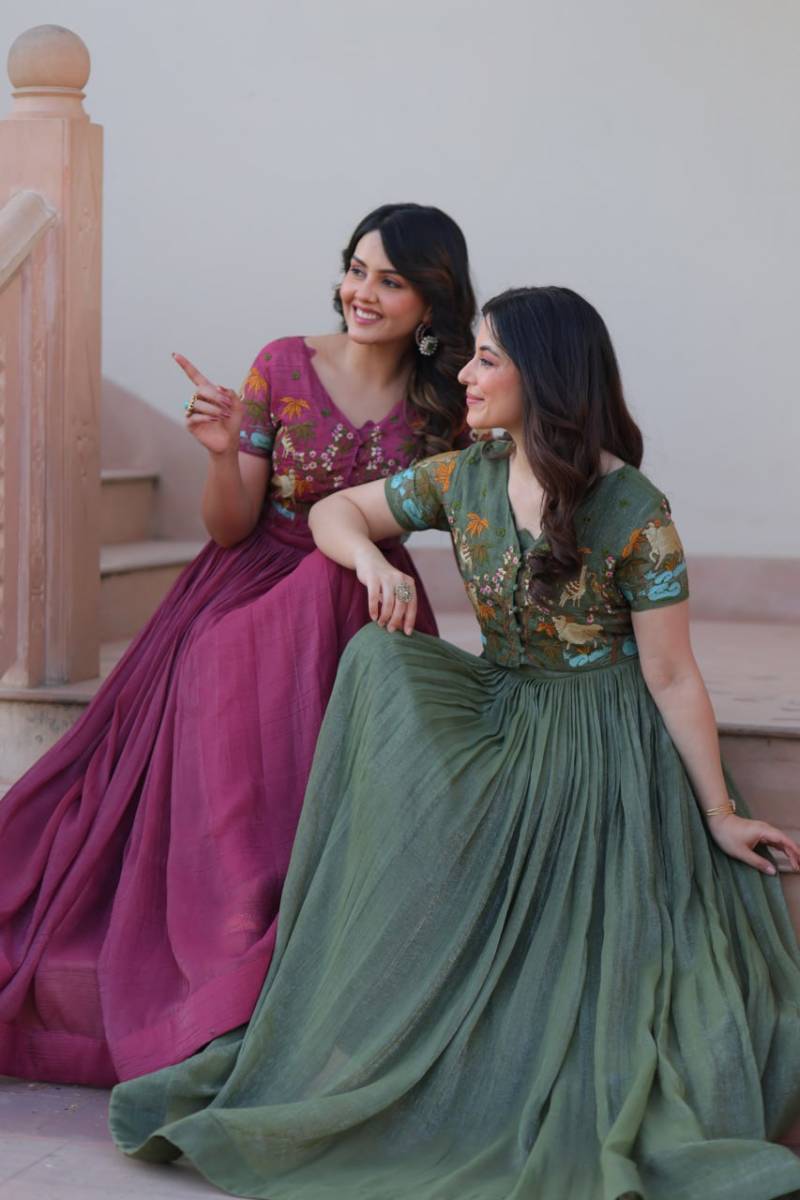 Ka 1170 Silver Embroidered Koti Long Gown Collection