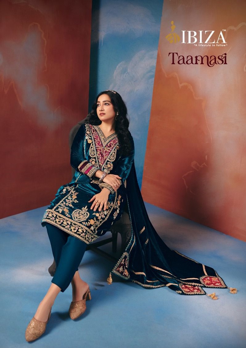 Ibiza Taamasi Viscose Velvet Designer Salwar Suits Collection