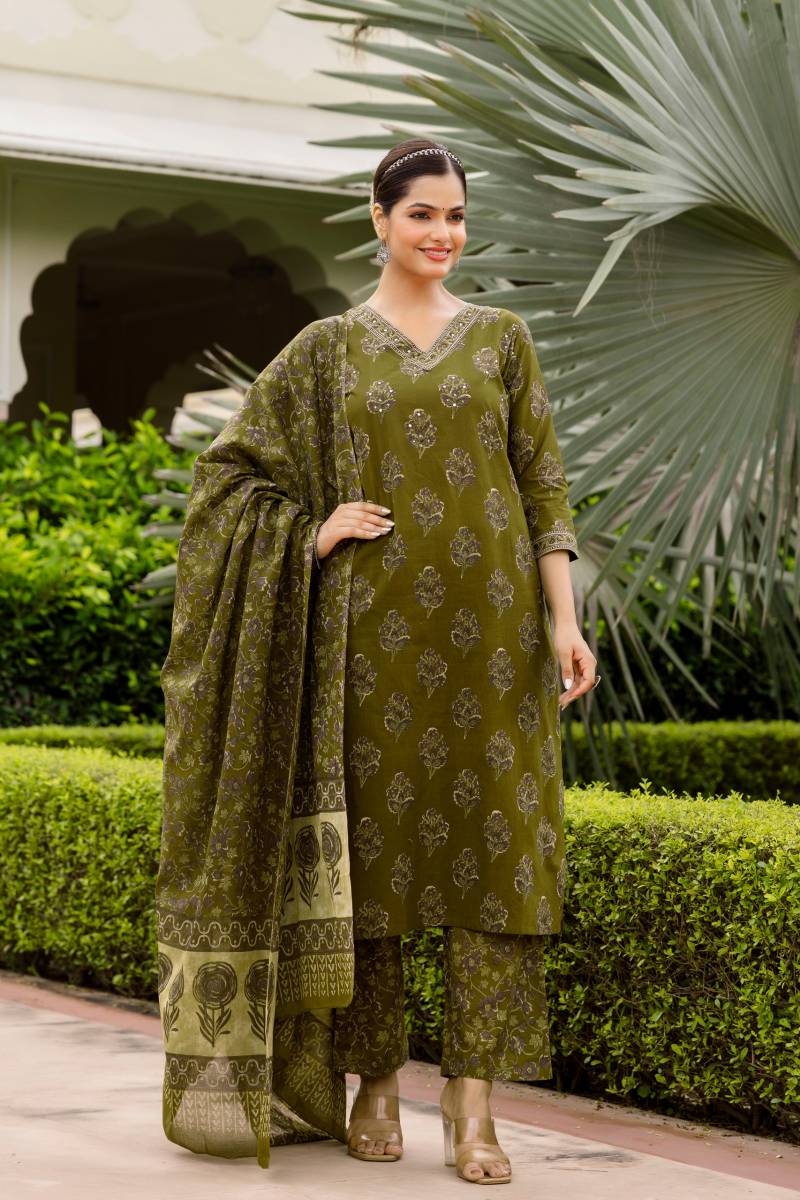 Naisha K 394 Embroidery Kurti Pant And Dupatta Collection