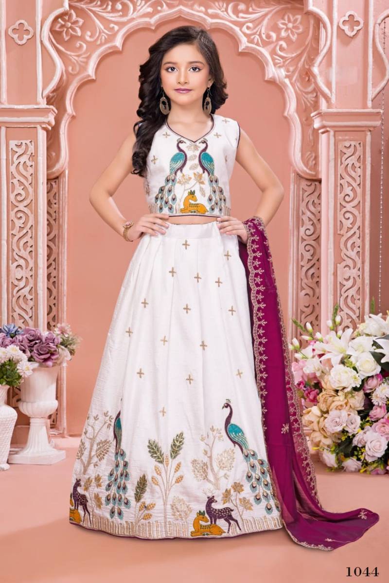 Aarvi Vol 9 Vichitra Silk Embroidered Kids Lehenga Choli Collection