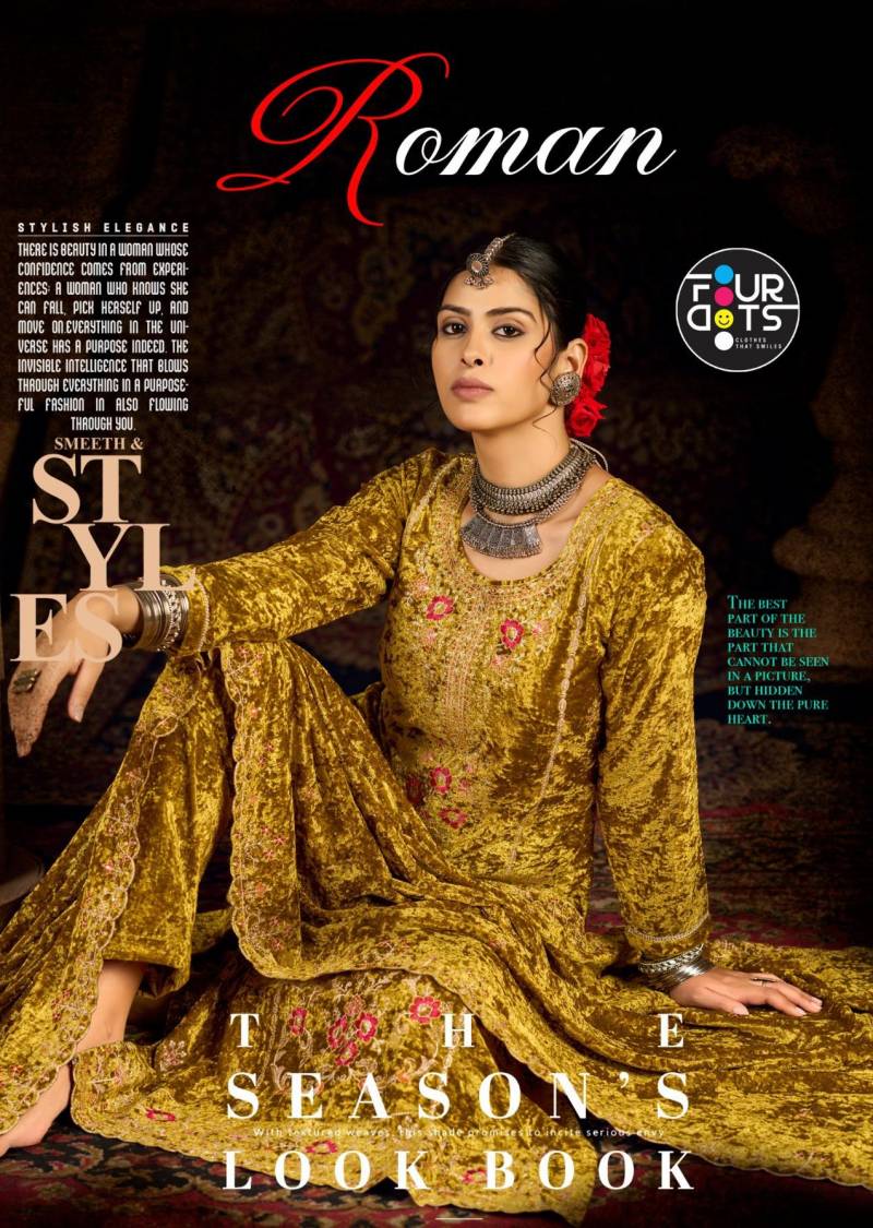 Four Dots Roman Makhmal Designer Salwar Kameez Collection