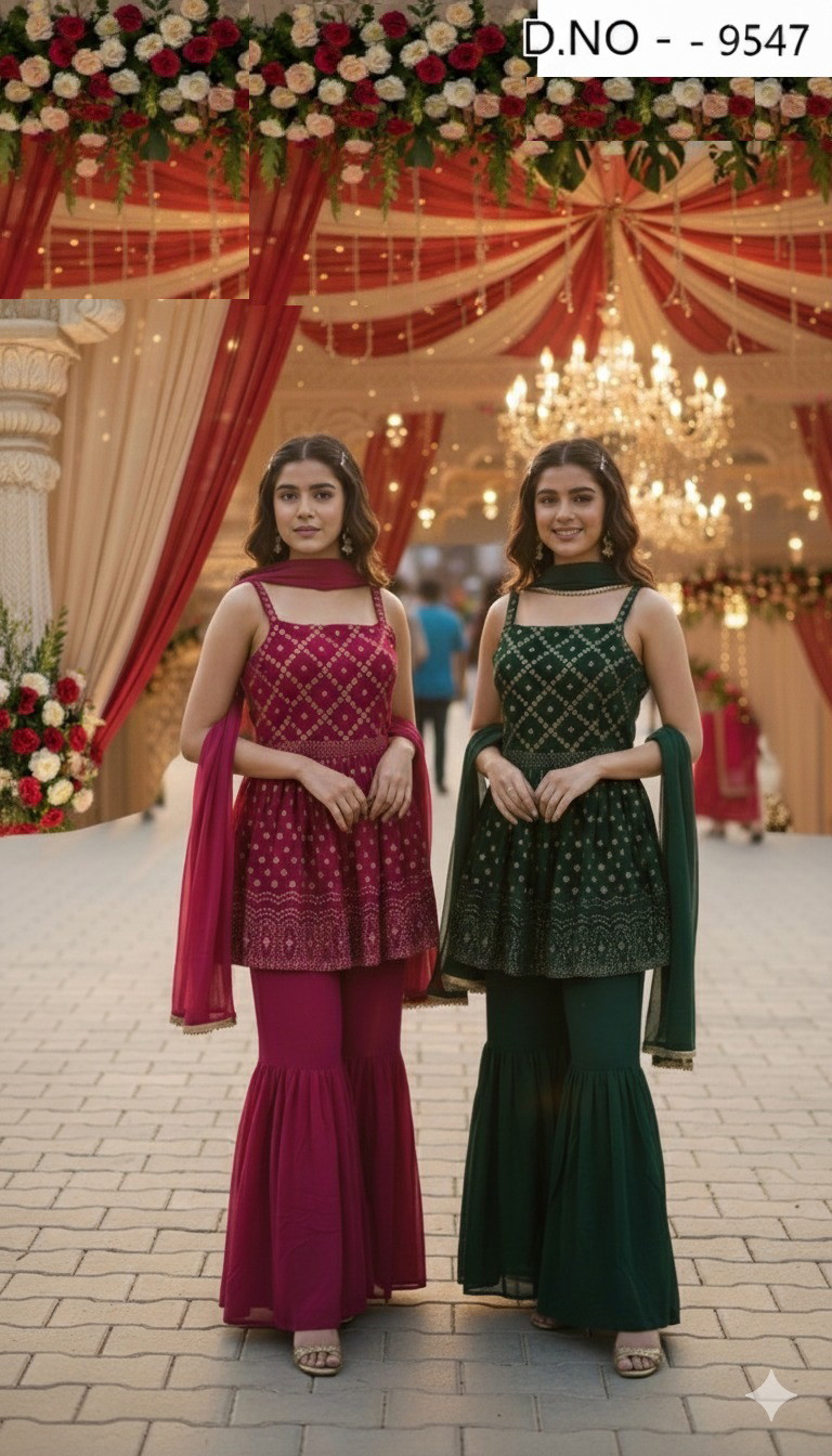 Saiyaara Sharara Set 9547 Designer Kurti Palazzo With Dupatta Set