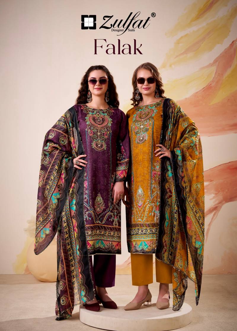 Zulfat Falak Jam Cotton Handwork Designer Dress Material Collection
