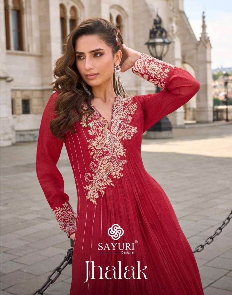 Sayuri Jhalak Crush Silk Wedding Wear Designer Gown Collection