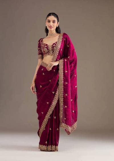 Bt 434 Beautiful Satin Silk Sequance Worked Designer Saree Collection