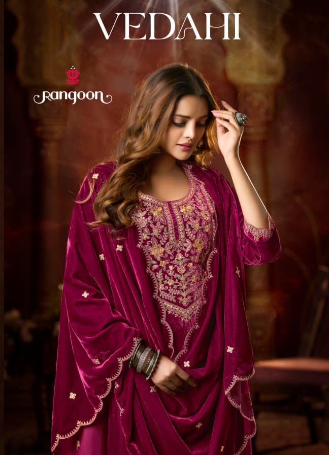 Rangoon Vedahi Viscose Velvet Readymade Designer Salwar Suits Collection