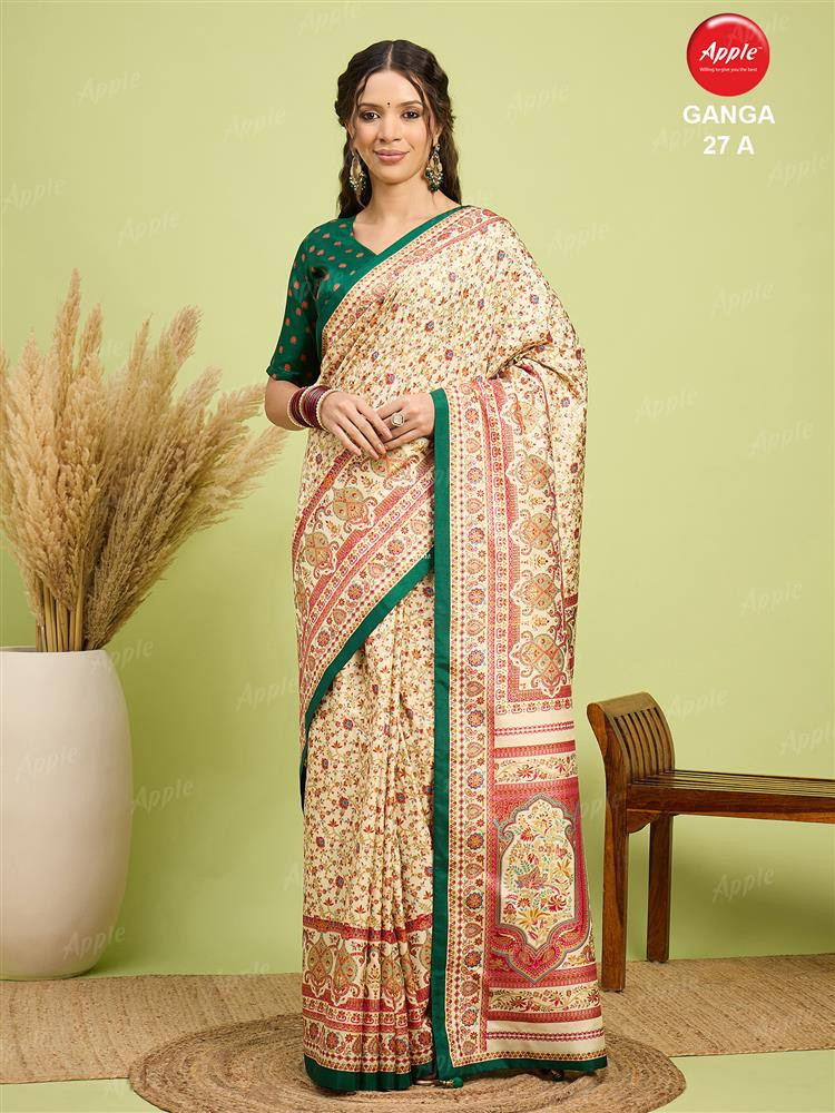 Apple Ganga 27 Silk Blend Printed Saree Collection