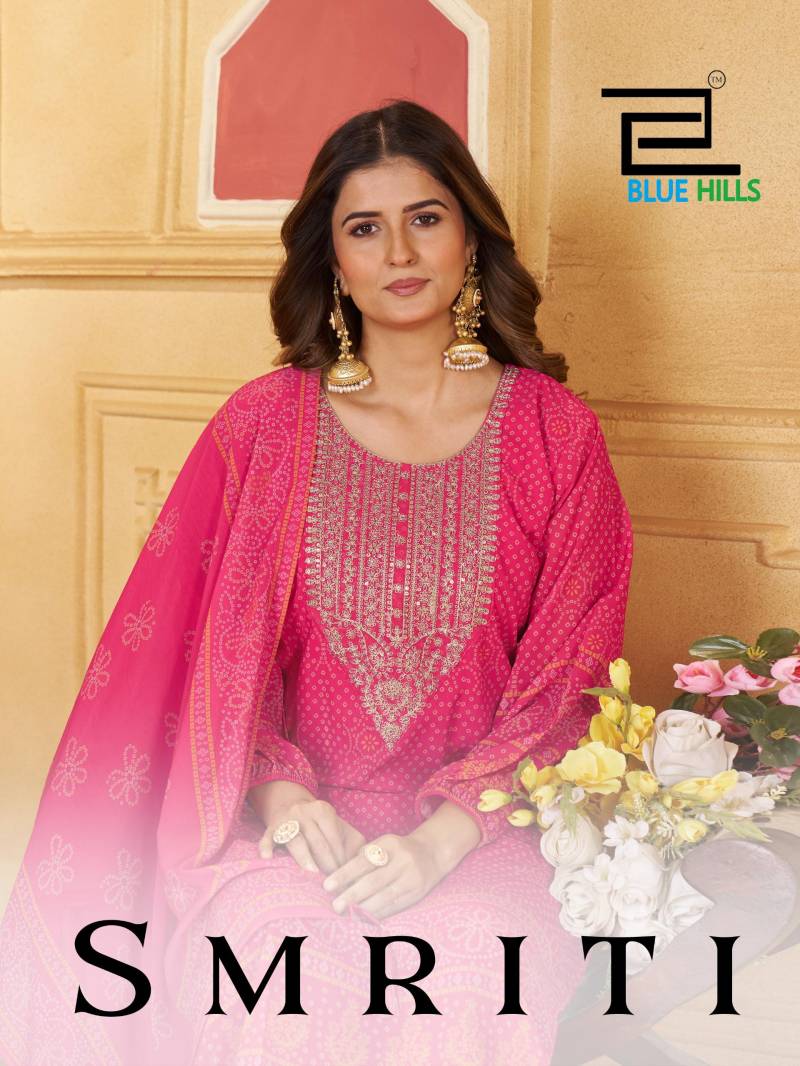 Blue Hills Smriti Chiffon Digital Printed Kurti Bottom And Dupatta Collection