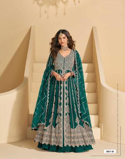 Mirza 5811 A To E Chinon Silk Anarkali Gown Collection