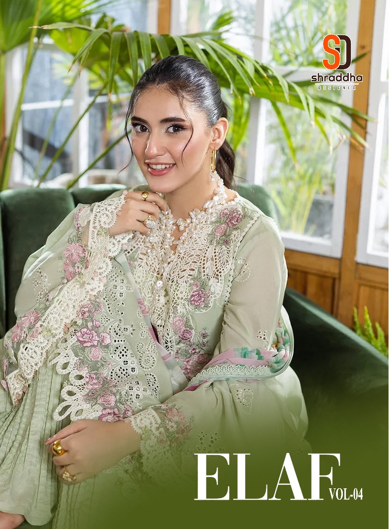 Shraddha Elaf Vol 4 Embroidered Work Pakistani Salwar Suits Collection