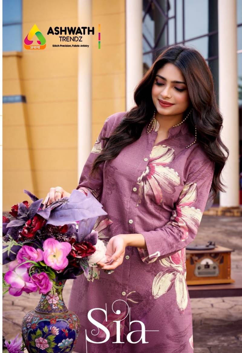 At Sia Vetican Foil Print Festive Wear Kurti And Bottom Collection