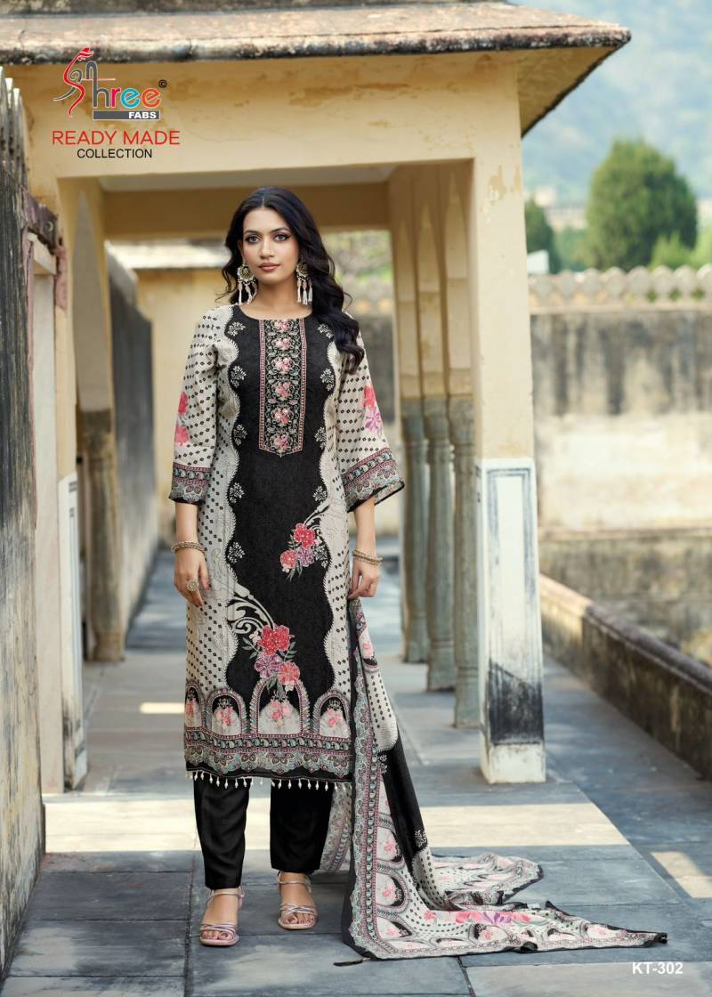 Shree Kt 302 Viscose Maslin Printed With Work Salwar Suits Collection