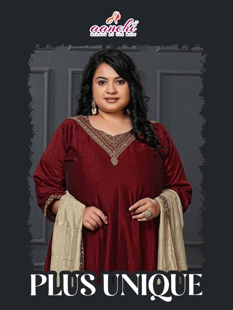 Aanchi Plus Unique Vichitra Silk Plus Size Kurti Bottom With Dupatta Collection