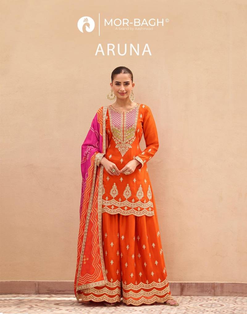 Aashirwad Mor Bagh Aruna Chinon Silk Designer Salwar Suit Collection