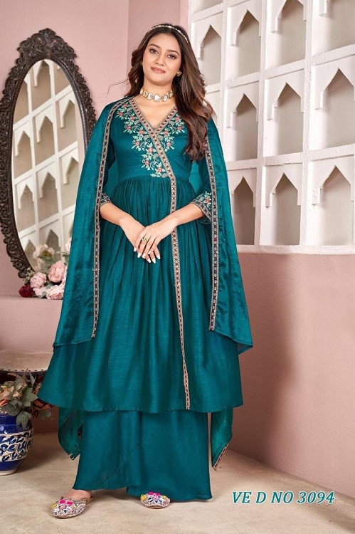 Ladies Flavour 3094 To 3096 Vichitra Silk Readymade Dress Collection
