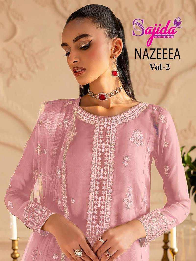 Sajida Nazeeea Vol 2 Organza Embroidered Pakistani Suits Collection