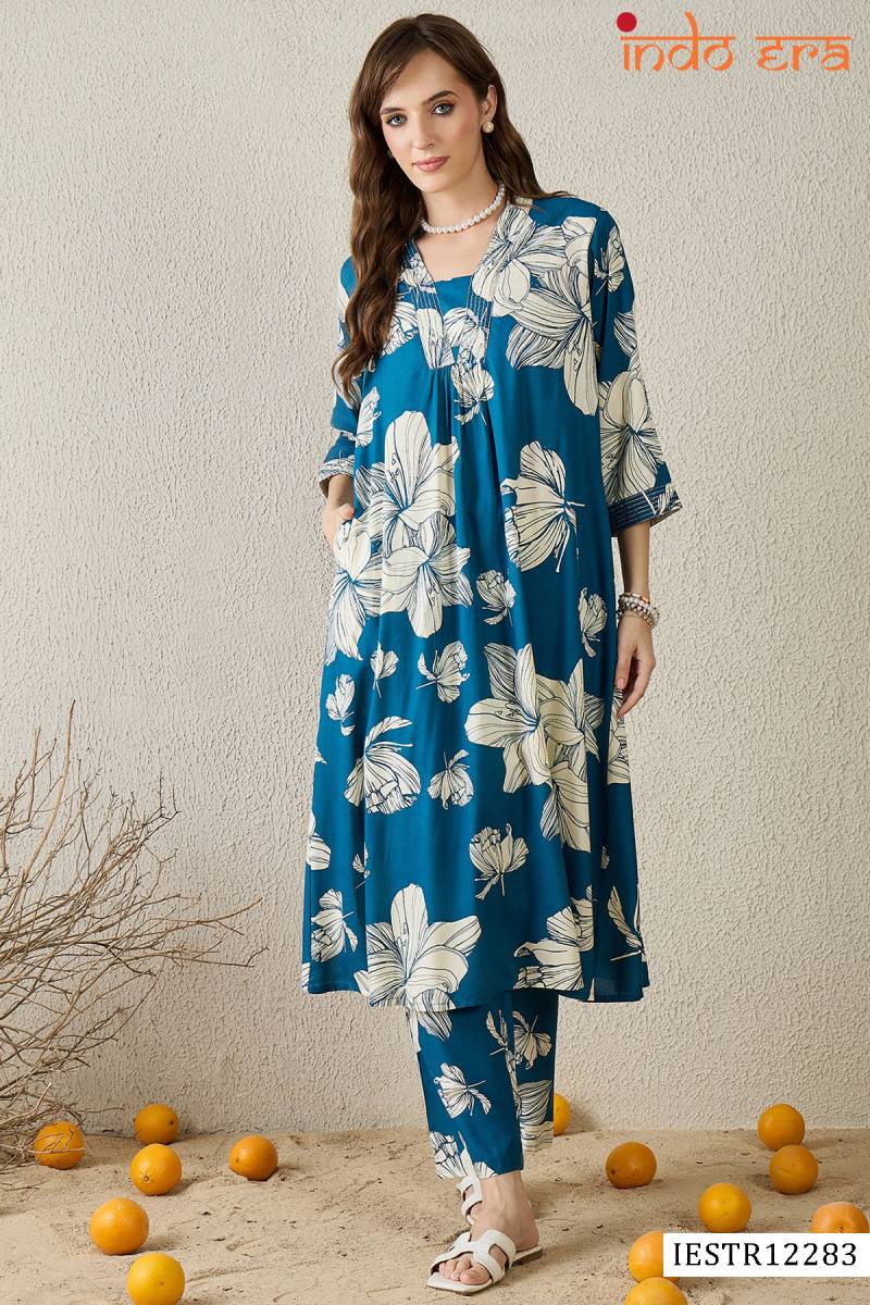 Indo Era 2587 Floral Printed Kurti With Bottom Collection