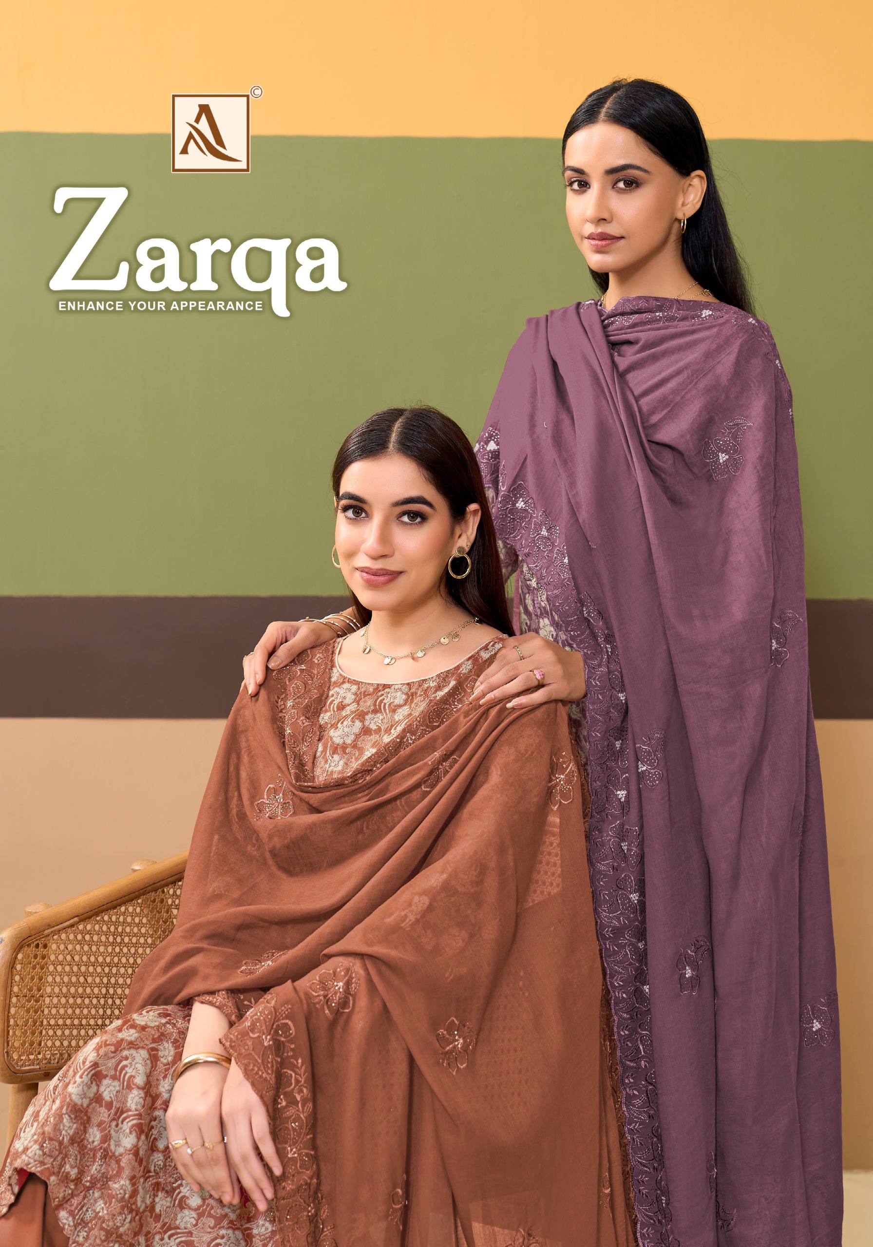 Alok Zarqa Zam Cotton Embroidered Dress Material Collection