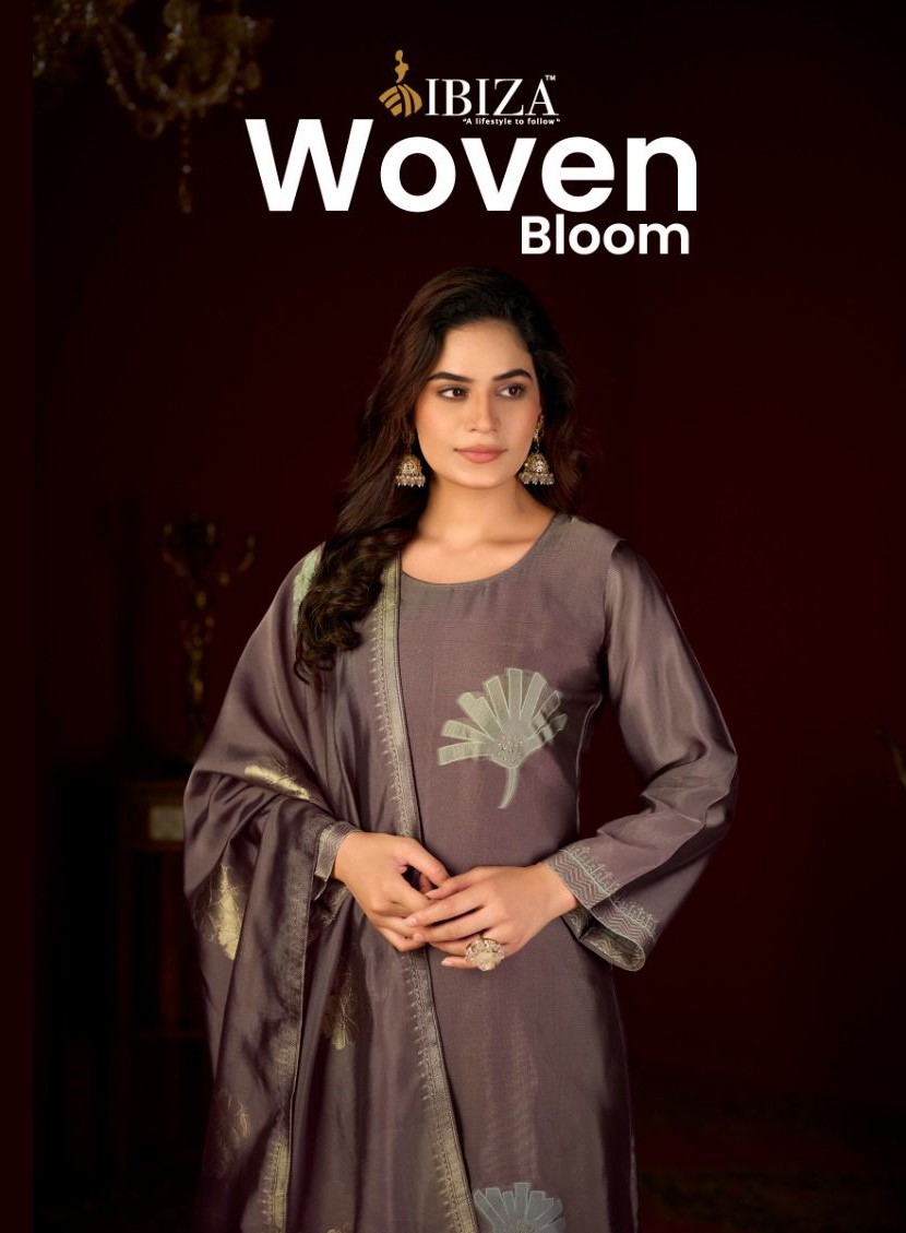 Ibiza Woven Bloom Banglory Silk Designer Salwar Suit Collection