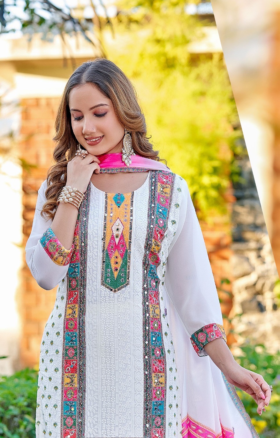 Naisha K 507 Shiffli Kurti Bottom With Dupatta Collection