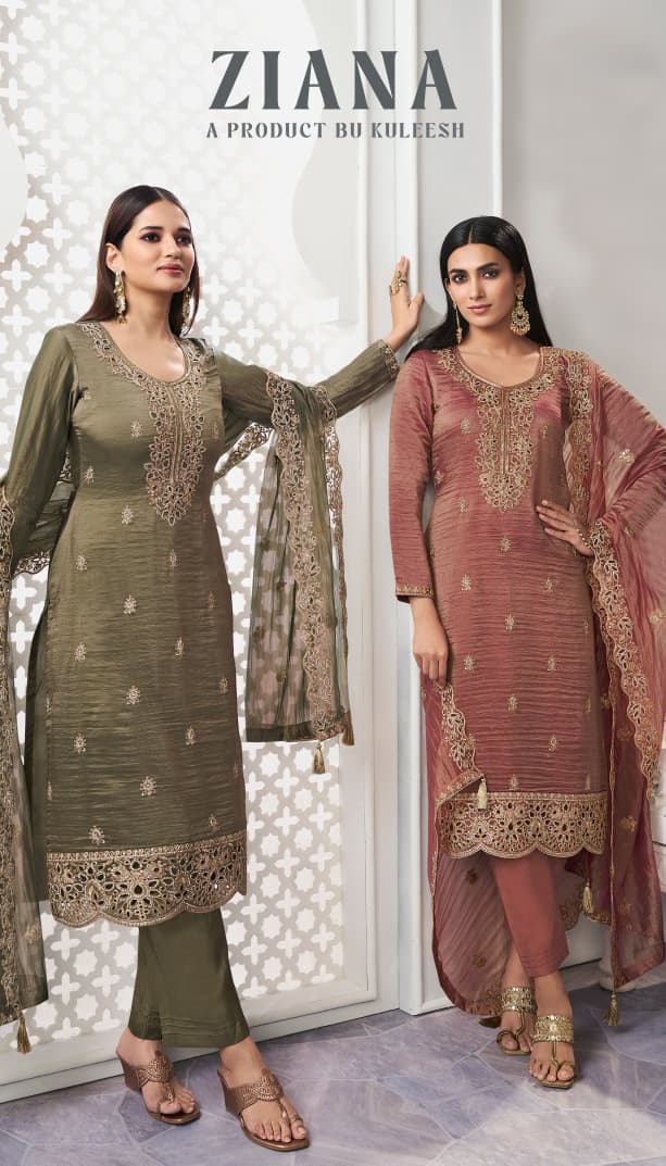 Vinay Kuleesh Ziana Gold Silk Designer Salwar Suit Collection