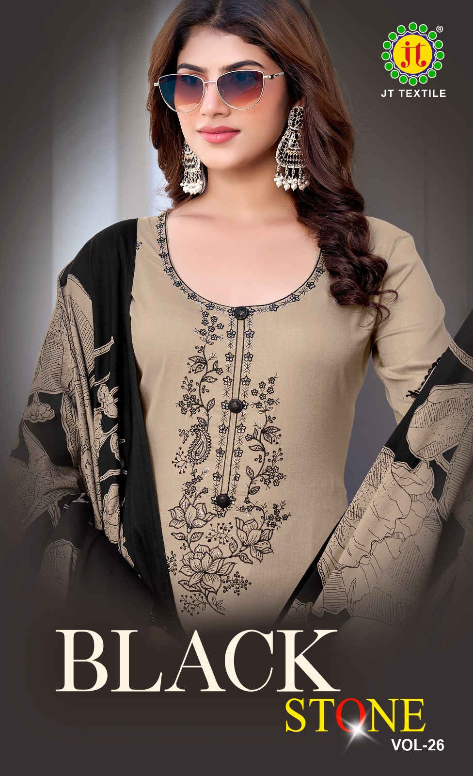 Jt Black Stone Vol 26 Embroidery Work Dress Material Collection