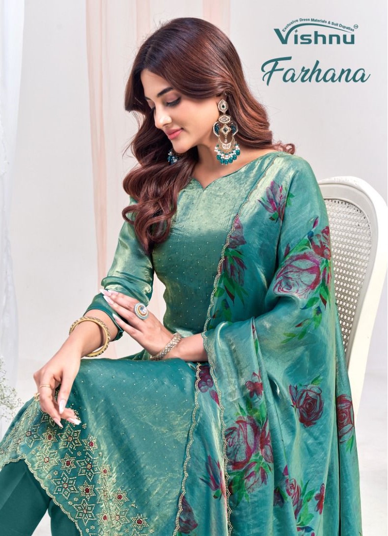 Vishnu Farhana Frendy Silk Designer Dress Material Collection