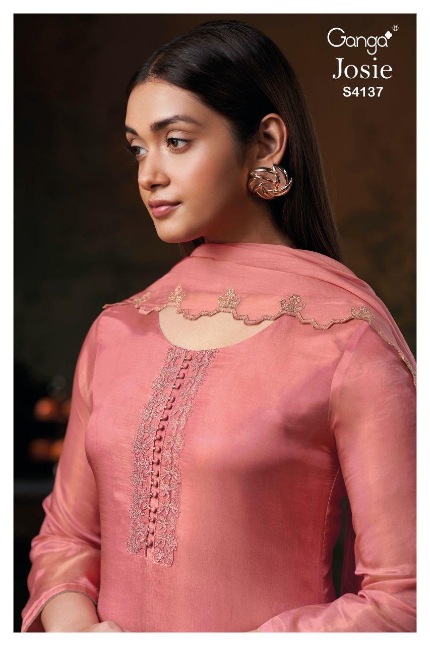 Ganga Josie 4137 Silk Embroidery Work Salwar Suits Collection