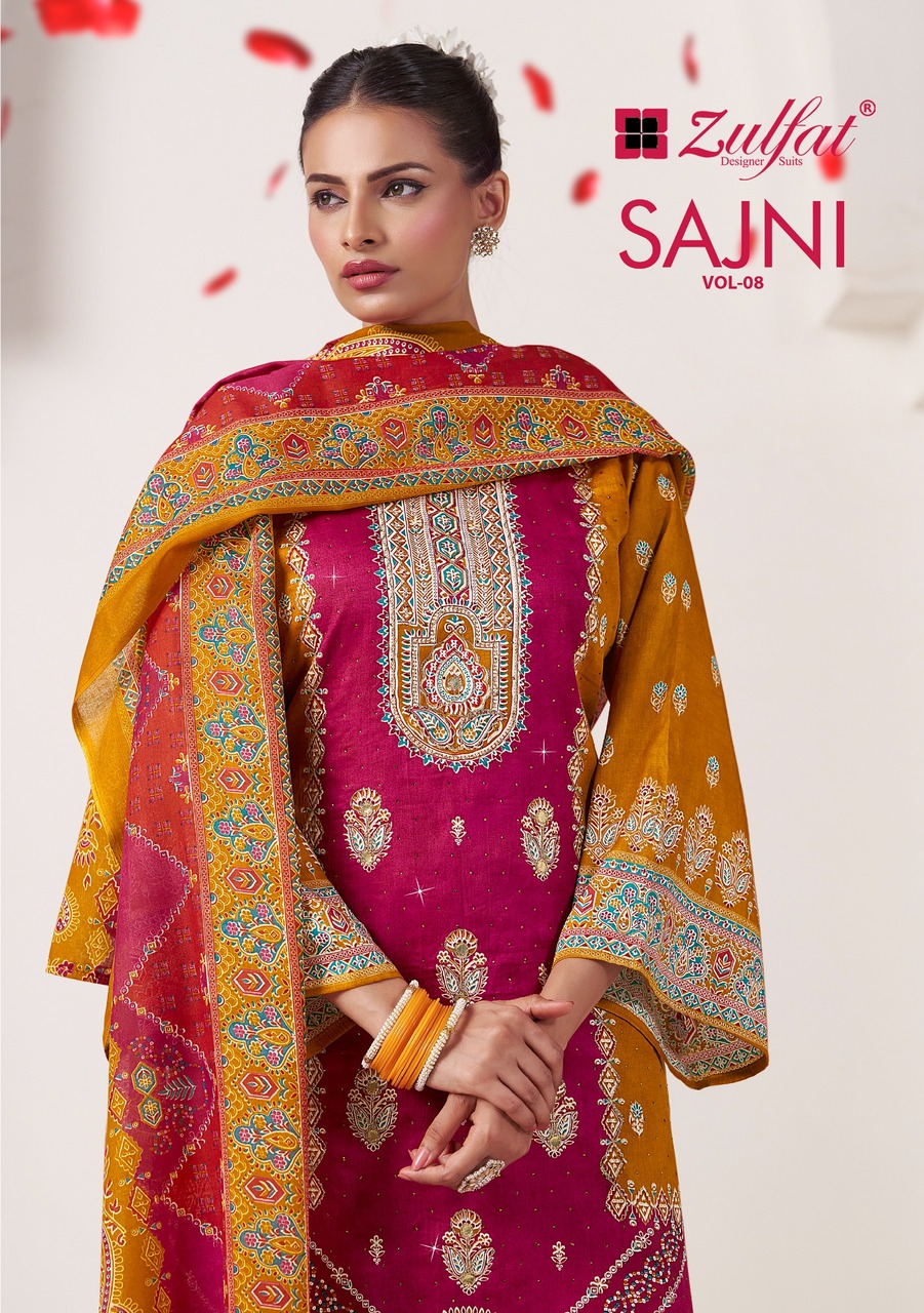 Zulfat Sajni Vol 8 Jam Cotton Designer Dress Material Collection