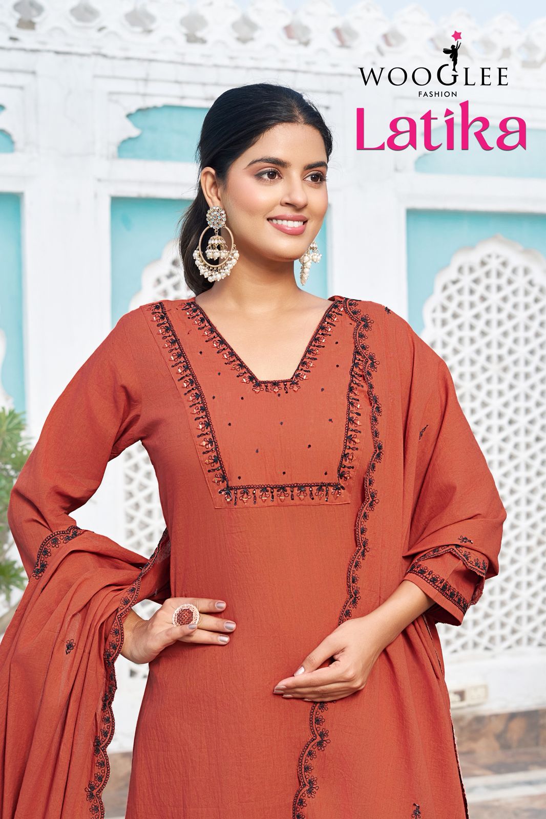 Wooglee Latika Mul Chanderi Kurti Pant And Dupatta Collection