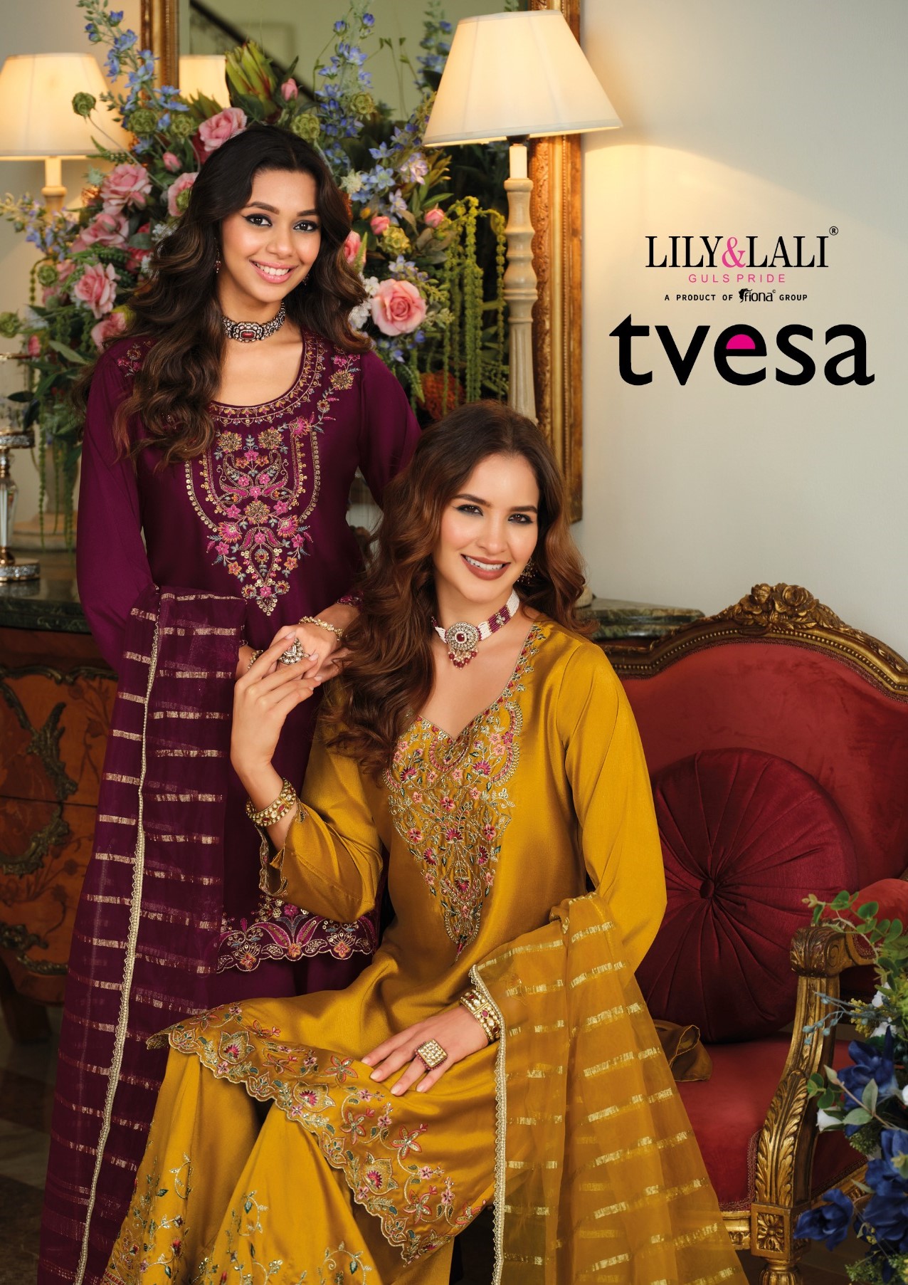 Lily And Lali Tvesa Embroidery Work Kurti Pant And Dupatta Collection